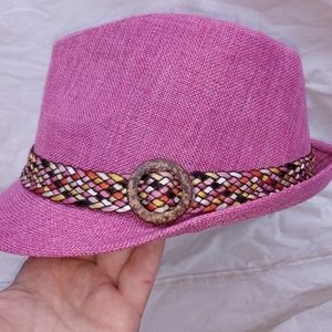 Magid |100% Linen Pink Fedora Hat w/ Braided Band
